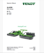 Fendt 991 TL, 991 TLKC Slicer Disc Mower Operator's Manual