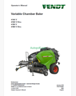 Fendt 4160V, 4160V Extra, 4180V, 4180V Extra Variable Chamber Baler Operator's Manual