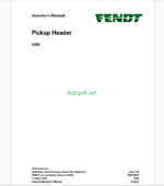 Fendt 4300 Pickup Header Operator's Manual
