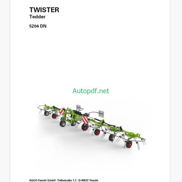 Fendt 5204 Twister Tedder Operator's Manual