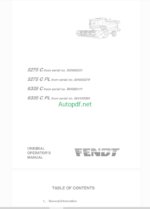 Fendt 5275C, 5275C PL, 6335C, 6335C PL Combines Harvesting Operator's Manual (L273172F)