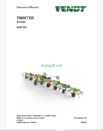 Fendt 6606 DN Twister Tedder Operator's Manual