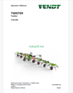 Fendt 7706 DN Twister Tedder Operator's Manual