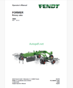 Fendt 7850 Former Rotary Rake Operator's Manual