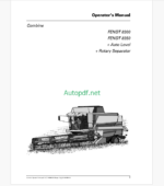 Fendt 8300, 8350 Combine Auto Level + Rotary Seperator Harvesting Operator's Manual