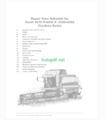 Fendt 8370P, 8400P, 8300-8350 Combine Series Harvesting Repair Time Schedule
