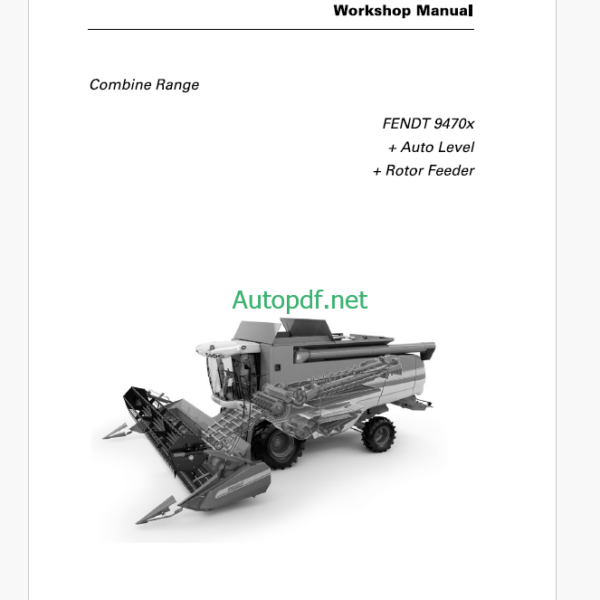 Fendt 9470x Combine Series Harvesting Repair Time Schedule (D3152901)