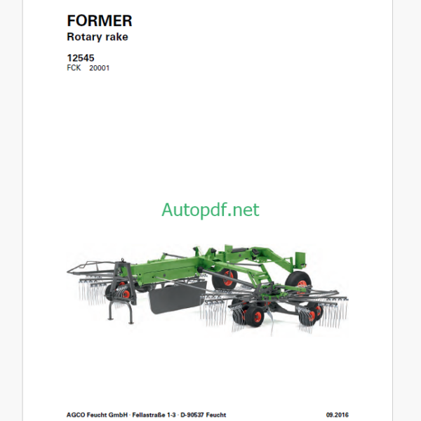 Fendt 11008 T, 13010 T Twister Operator's Manual (FEL1289060401)