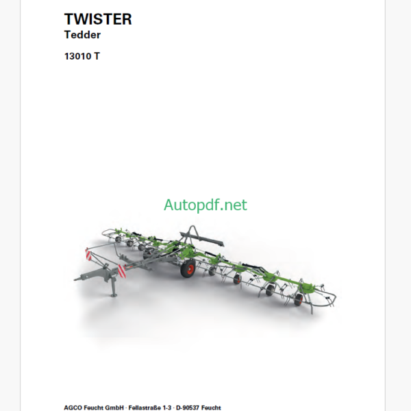 Fendt 13010 T Twister Tedder Operator's Manual