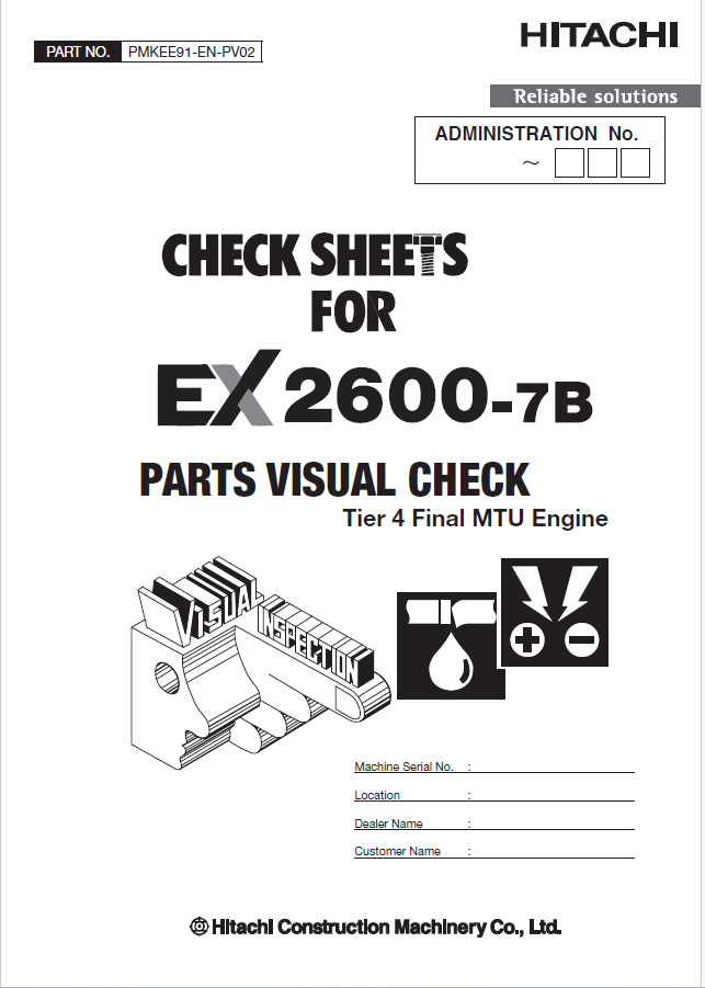 EX2600-7BM PARTS VISUAL CHECK SHEET(MTU T4F)