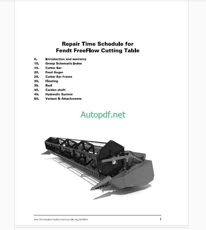 Fendt FF480, FF540, FF600, FF700, FF760 Plate Forme De Coupe D'utilisation et D'entretien (FR)