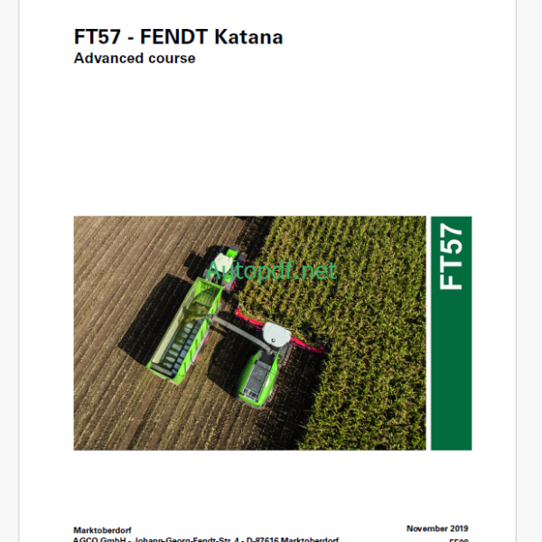 Fendt Katana FT57 Advanced Course Service Training