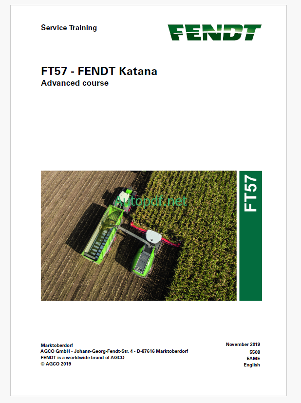 Fendt Katana FT57 Advanced Course Service Training