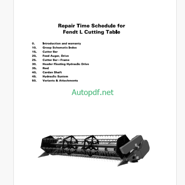 Fendt L Cutting Table Repair Time Schedule