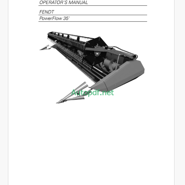 Fendt PowerFlow 35' Operator's Manual (D3153100M1)