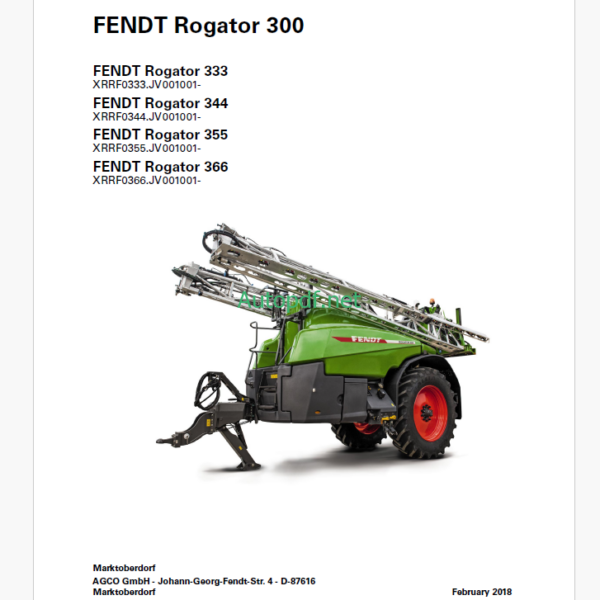 Fendt Rogator 300, 333, 344, 355, 366 Operator's Manual