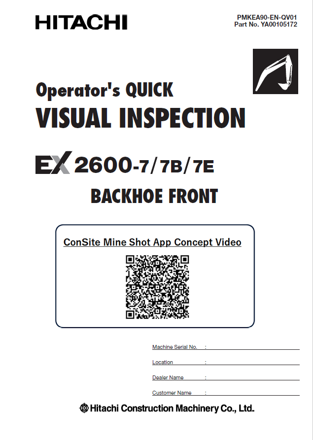 EX2600-7 Operator's Quick Visual Inspection(Backhoe Front)