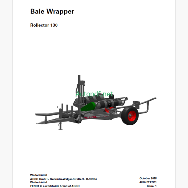 Fendt Rollector 130 Bale Wrapper Operator's Manual