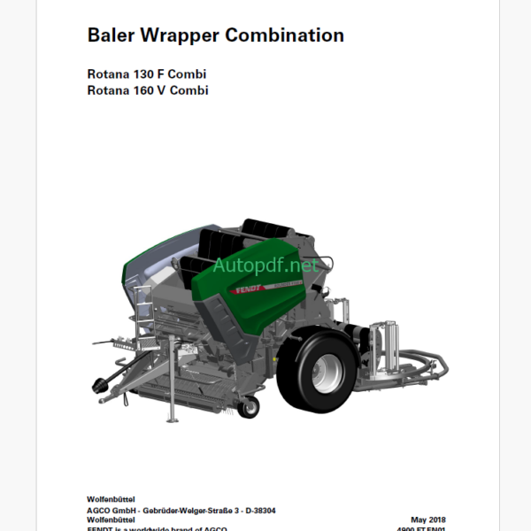 Fendt Rotana 130F Combi, 160V Combi Baler Wrapper Combination Operator's Manual