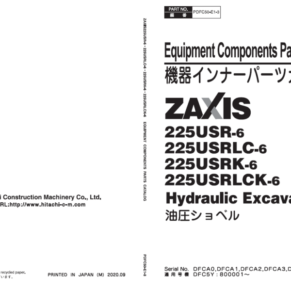 ZX225USRLC-6 Series Equipment Components Parts Catalog