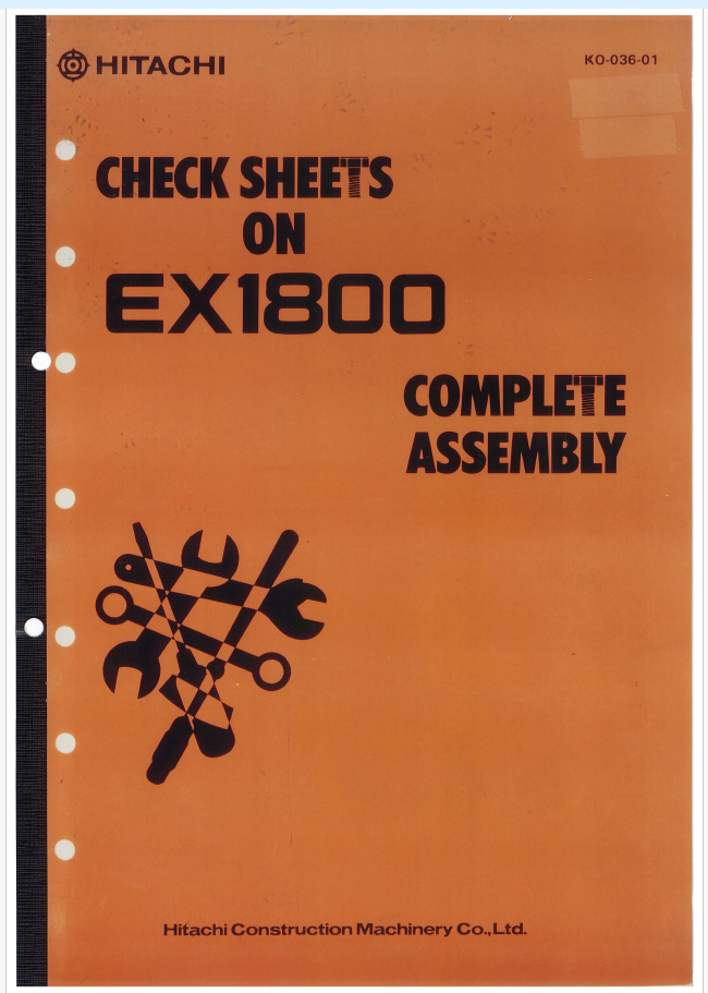 EX1800 PREVENTIVE MAINTENANCE PROGRAM KIT COMPLETE ASSEMBLY CHECK SHEET