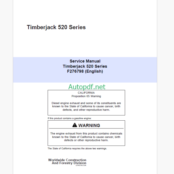 Timberjack Timberjack 520 Series Service Manual