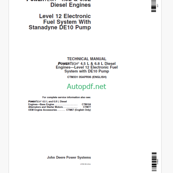 Timberjack CTM331 POWERTECH® 4.5L & 6.8L Technical Manual