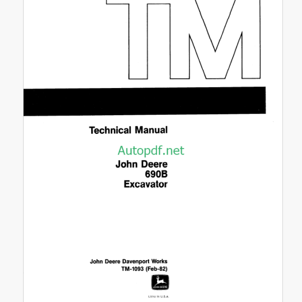 John Deere 690B Excavator Technical Manual (TM1093)