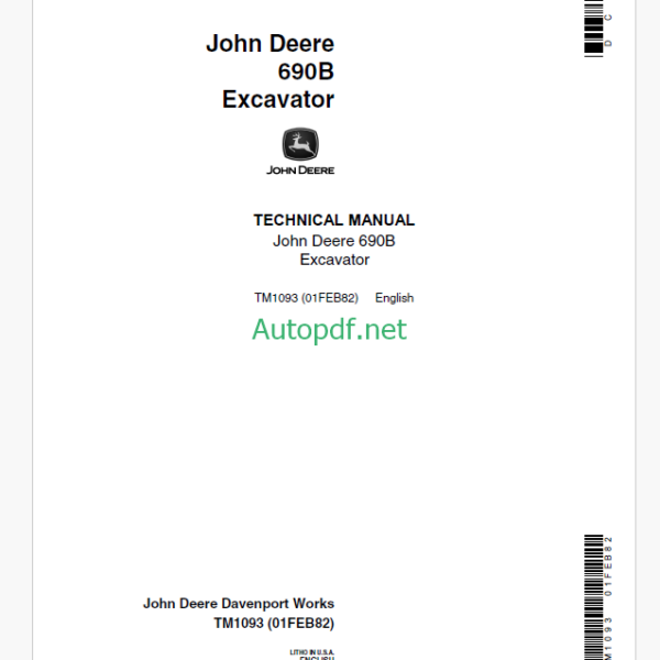 John Deere 690B Excavator Technical Manual