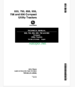 John Deere 655 755 855 955 756 and 856 Compact Utility Tractors Technical Manual (TM1360)