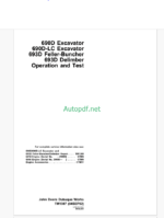John Deere 690D Excavator 690D-LC Excavator 693D Feller-Buncher 693D Delimber Operation and Test Technical Manual (TM1387)
