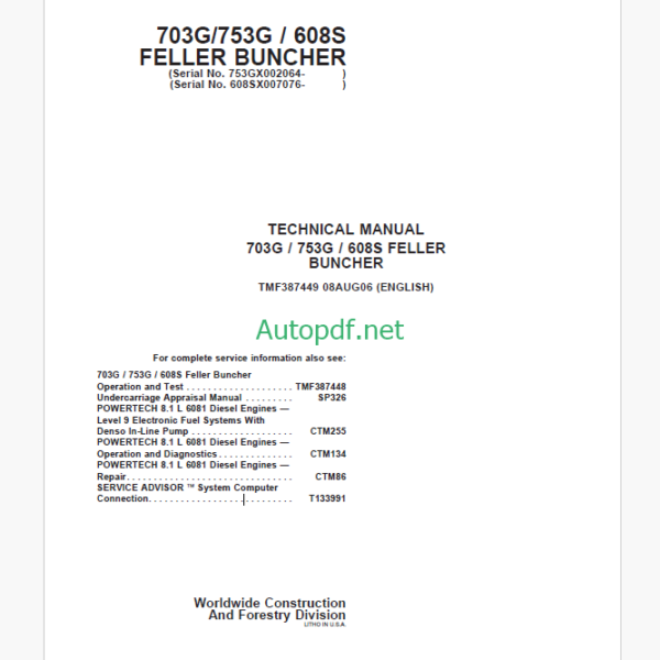 John Deere 700 Series OEM Engines Technical Manual (TM1261)