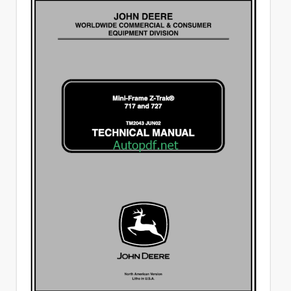 John Deere 717 and 727 Mini-Frame Z-Trak Technical Manual (TM2043)