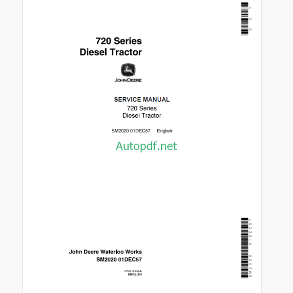 John Deere 720 Series Diesel Tractor Service Manual (SM2020)