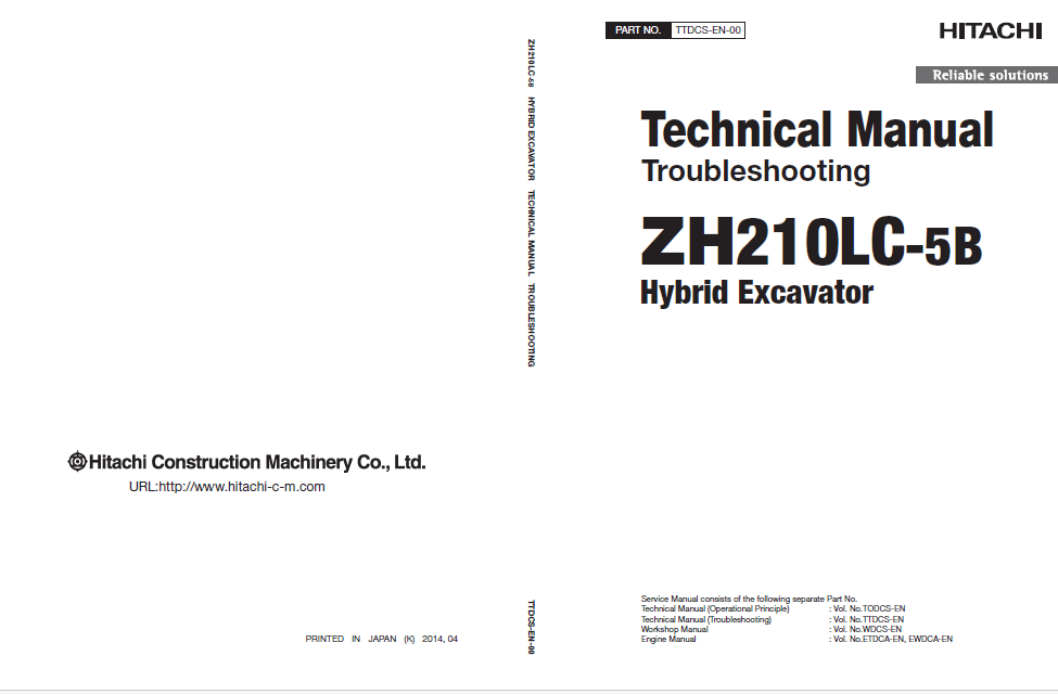 ZH210-5B, ZX210LC-5B Hybrid Excavator - Technical Manual Troubleshooting