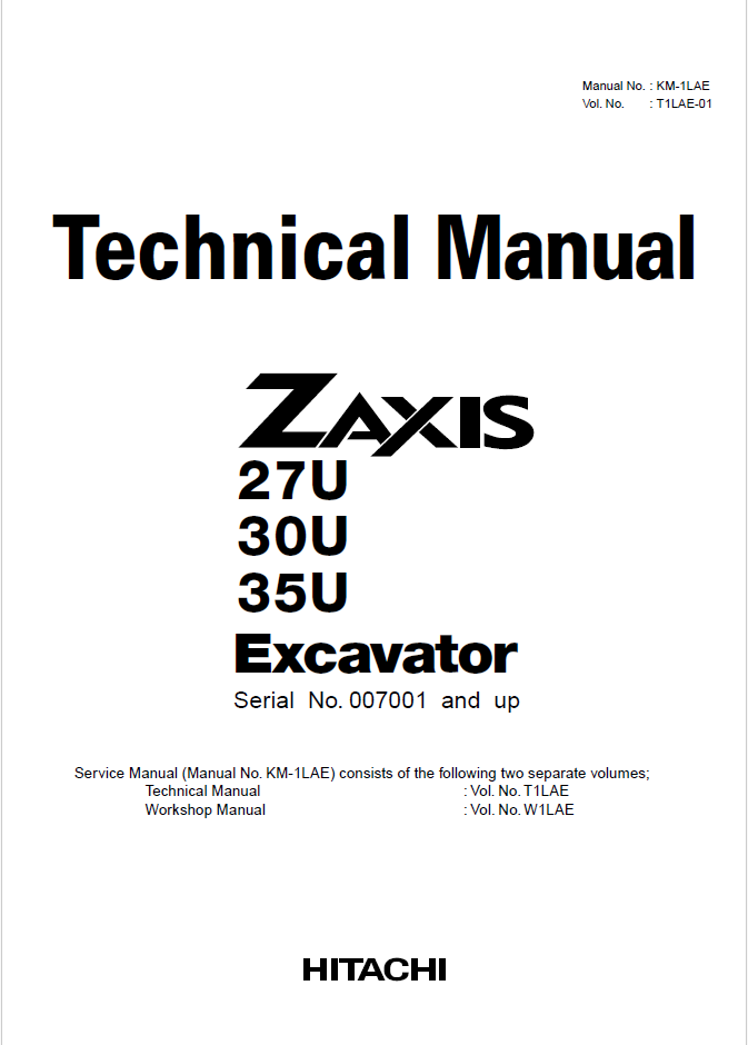 ZX27U,ZX30U,ZX35U Technical manual (Serial No. 007001 and up)