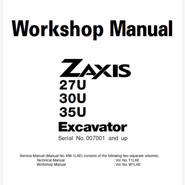ZX27U,ZX30U,ZX35U Workshop manual (Serial No. 007001 and up)
