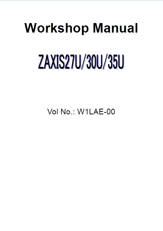 ZX27U,ZX30U,ZX35U Workshop manual (Serial No. 007001 and up)