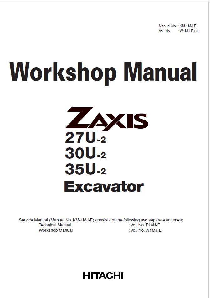 ZX27U-2,ZX30U-2,ZX35U-2 Workshop manual