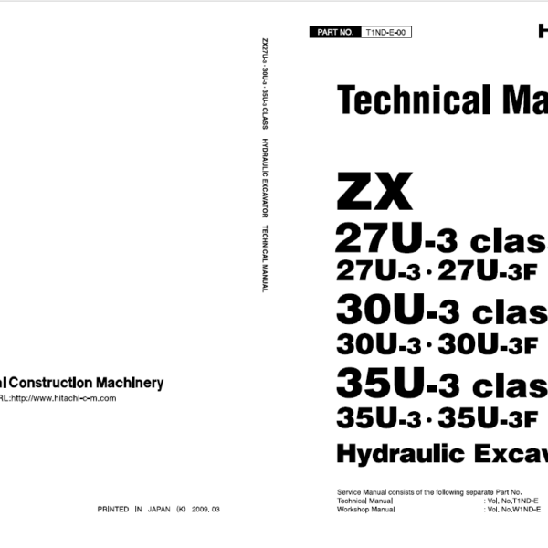ZX27U-3,ZX27U-3F,ZX30U-3,ZX30U-3F,ZX35U-3,ZX35U-3F Technical Manual