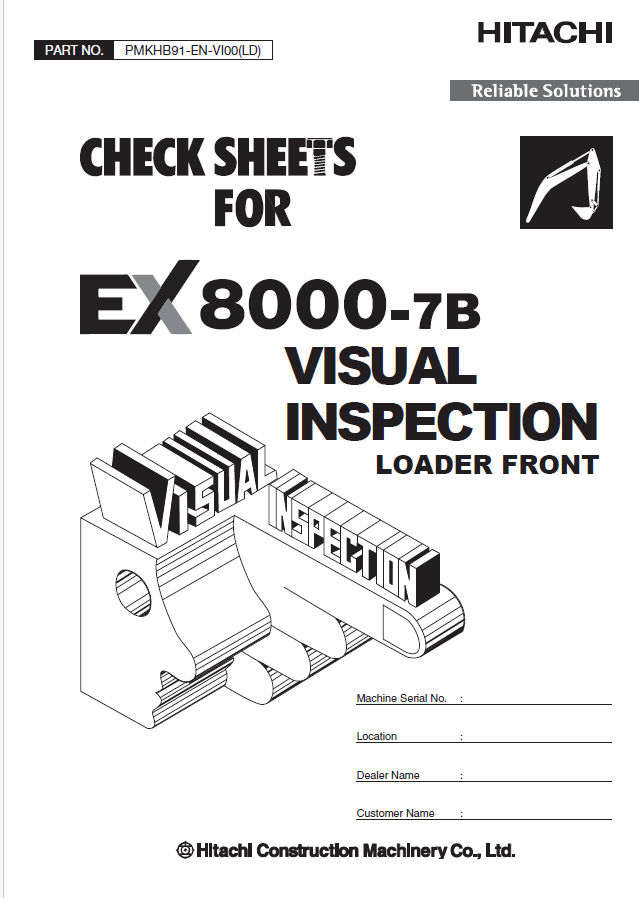 EX8000-7B VISUAL INSPECTION CHECK SHEETS