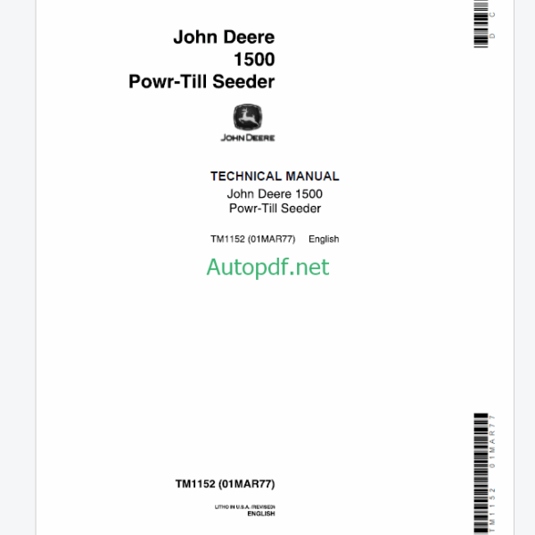 John Deere 1500 Powr-TilI Seeder Technical Manual (TM1152)