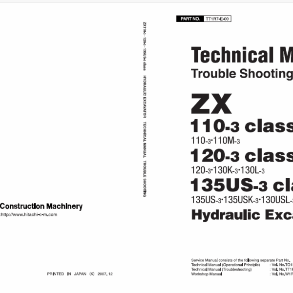 ZX110-3Class,ZX120-3Class,ZX135US-3Class Technical manual (Troubleshooting)