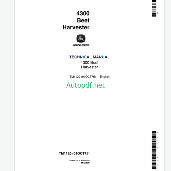 John Deere 4300 Beet Harvester Technical Manual (TM1120)