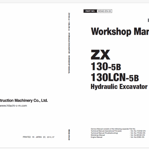 ZX130-5B, ZX130LCN-5B Workshop Manual