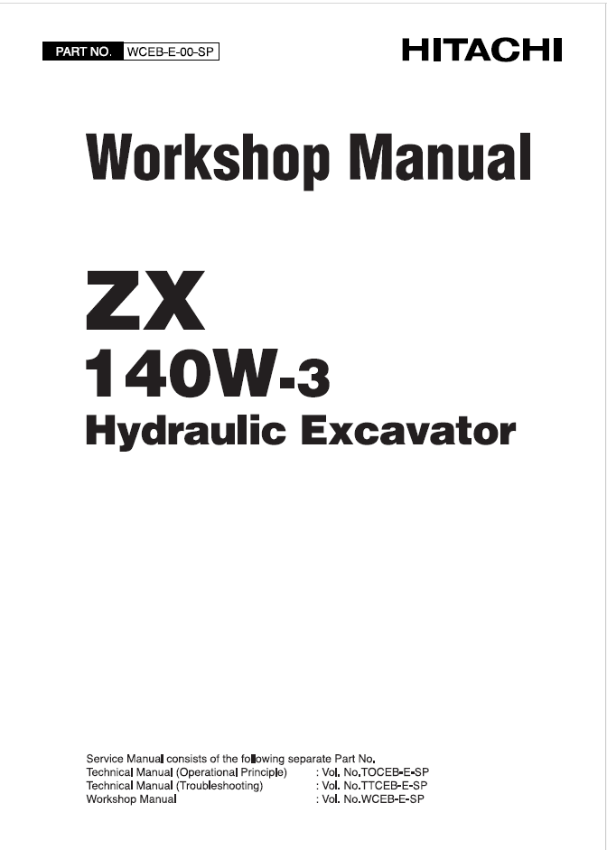 ZX140W-3 Workshop Manual (Use for countrys subject to a EAR control)