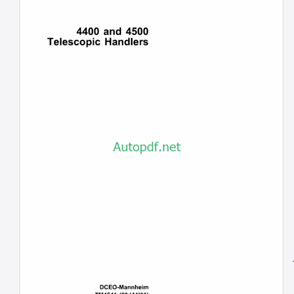 John Deere 4400 and 4500 Telescopic Handlers Technical Manual (TM4541)
