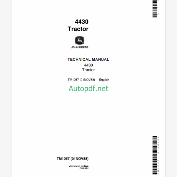 John Deere 4430 Tractor Technical Manual (TM1057)