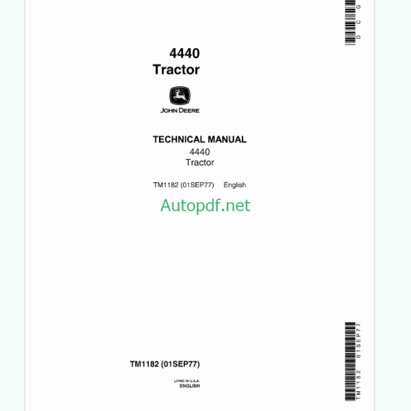 John Deere 4440 Tractor Technical Manual (TM1182)