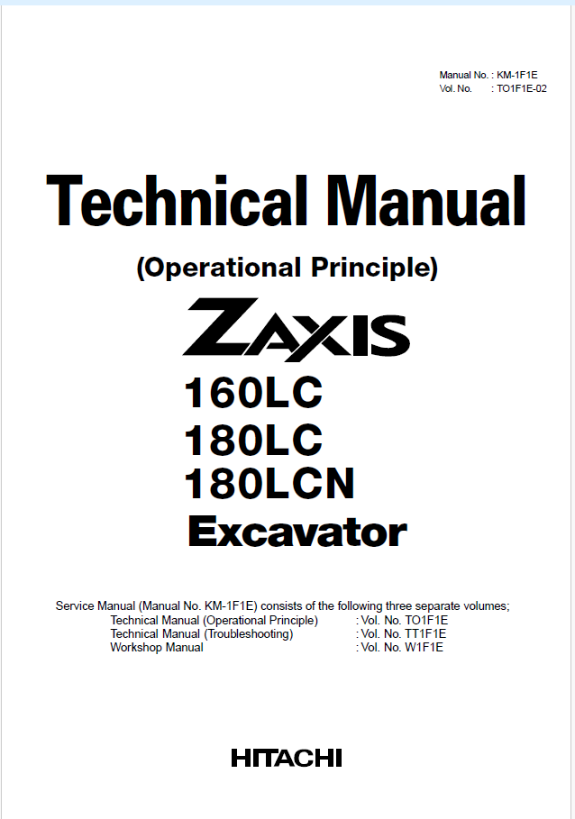 ZX160LC,ZX180LC,ZX180LCN Technical manual (Operational Principle)